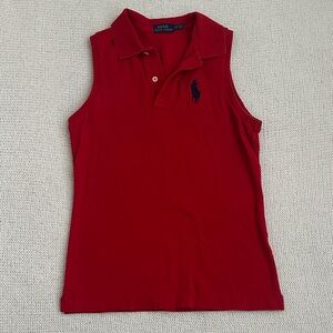 Polo Ralph Lauren 100% Cotton Red Sleeveless Polo Shirt Size Small